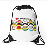 Cute lovebird color mutations cartoon drawstring bag