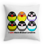 Cute Black-masked lovebirds cartoon pillow