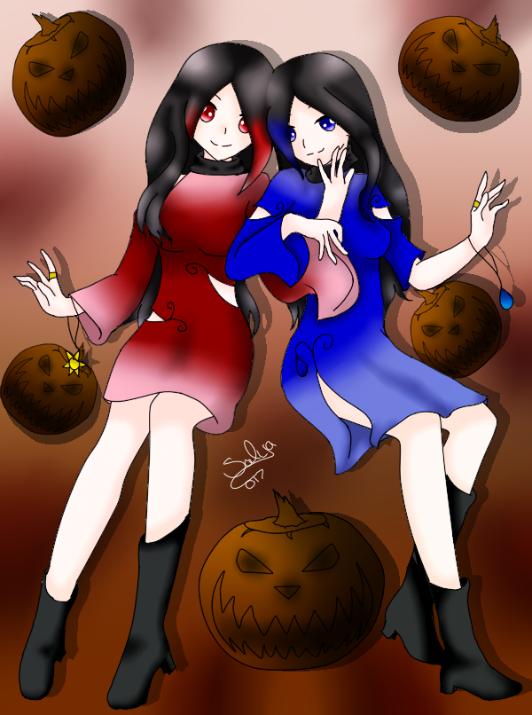 Mascot? Halloween_twins_by_salyadarken-dbprwqz