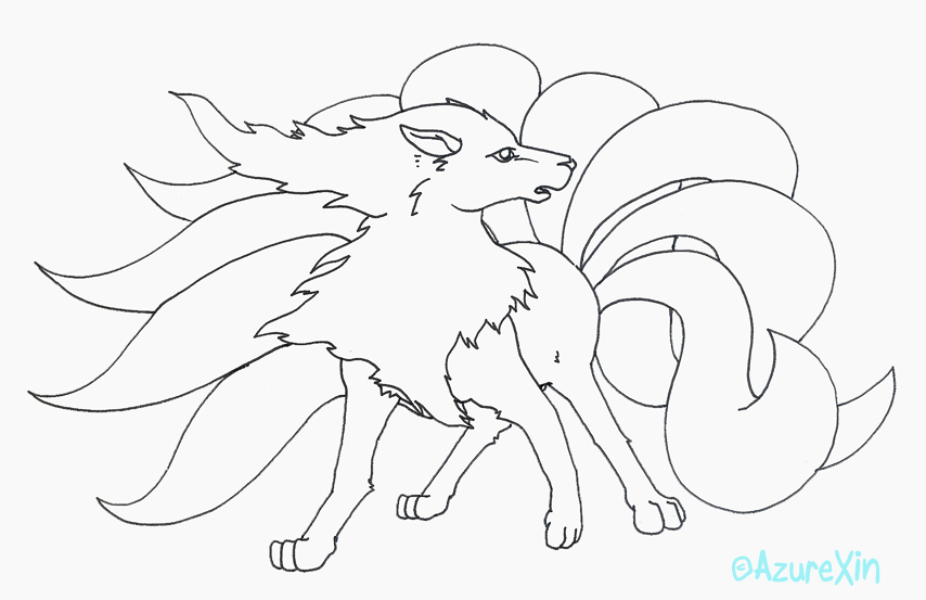 Nine Tail Fox Colouring Pages Sketch Coloring Page