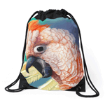 Moluccan Cockatoo Realistic Painting Drawstring Bag