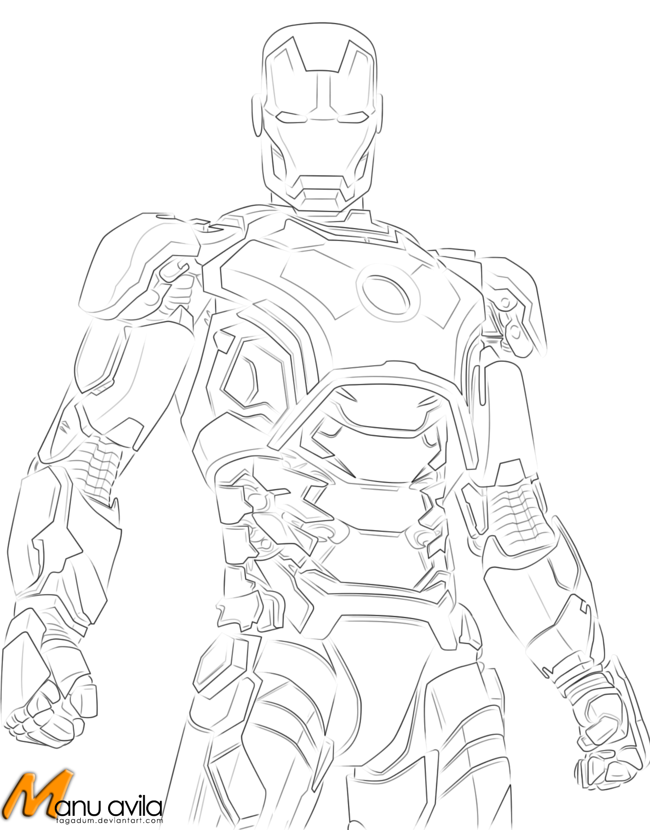 Download Iron Man Mark 42 Line Art by tagadum on DeviantArt