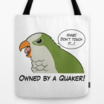 owned by a green quaker tote bag