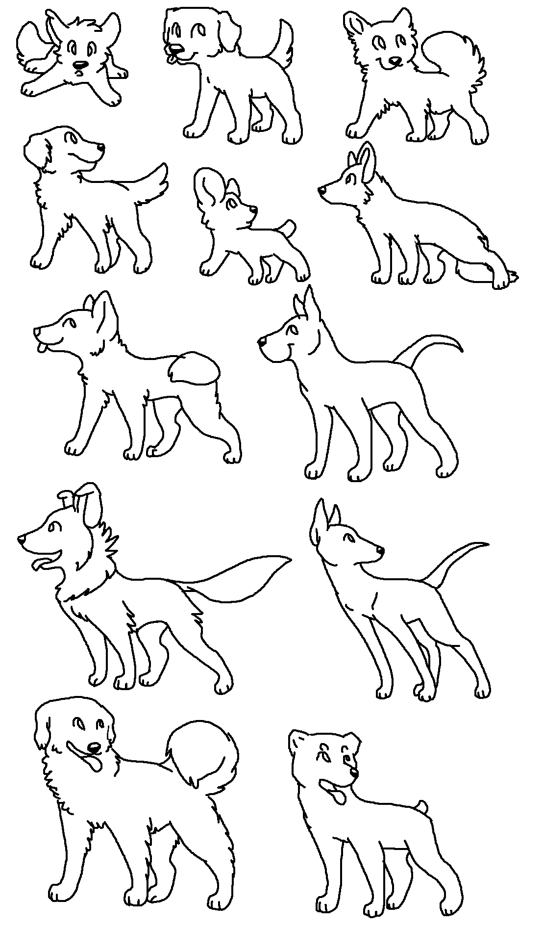 Free MS Paint Dog Breed Batch Lineart! by KayAdoptables on DeviantArt