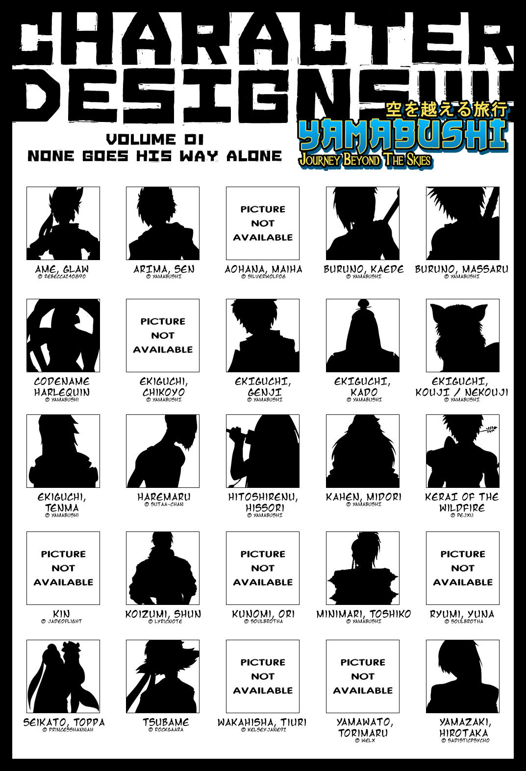 Character List - Volume 01 by YamabushiJBS on DeviantArt