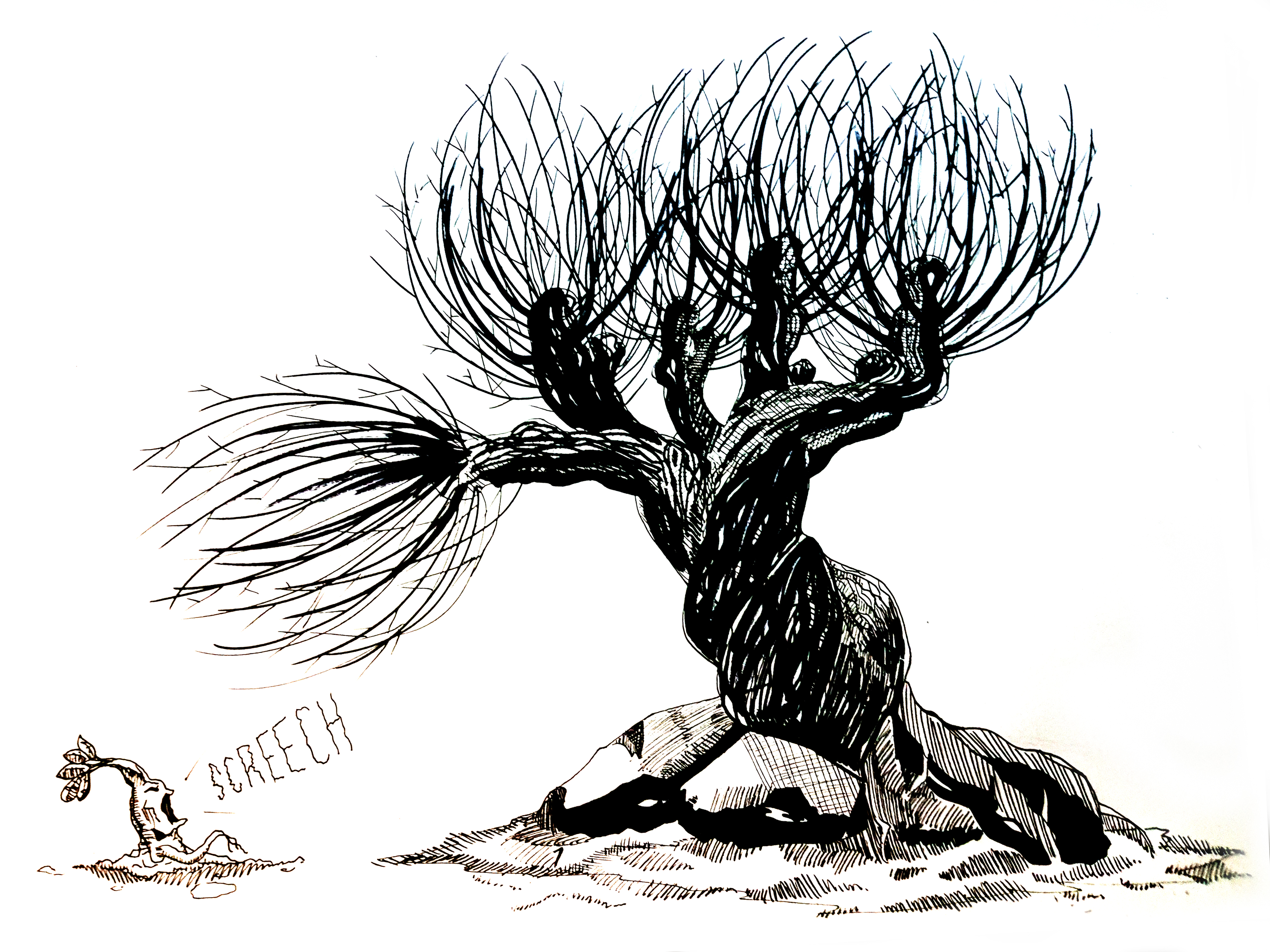 Inktober Day 9 - Whomping Willow and A Mandrake by JeoMona ...