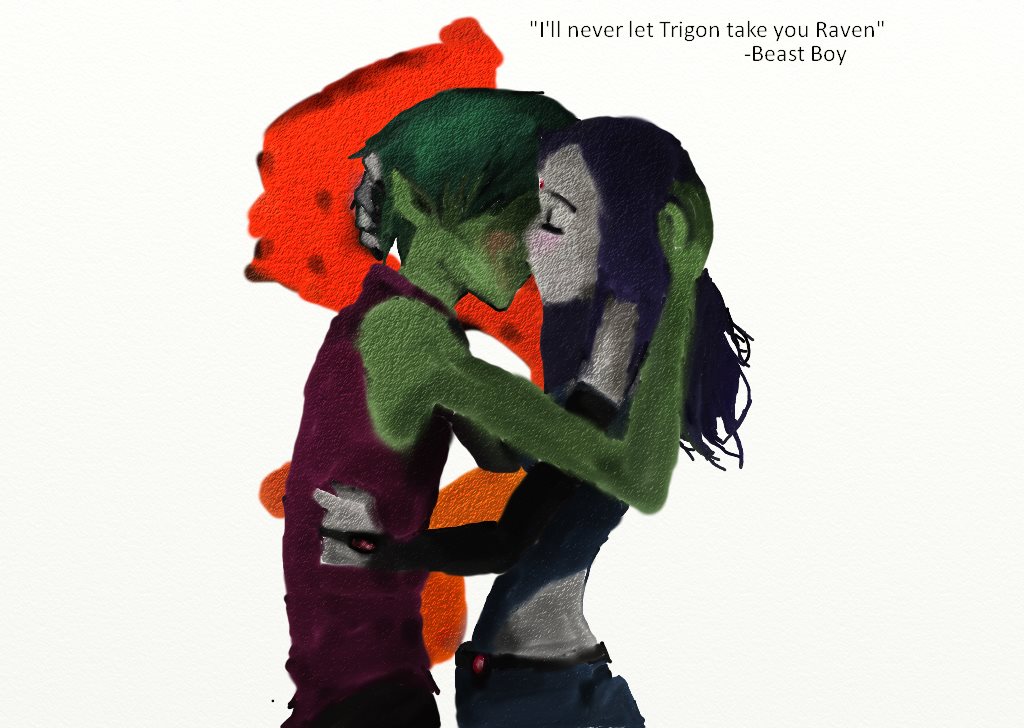 Beast Boy And Raven Kiss by TooArtsy on DeviantArt