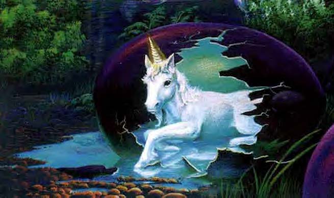 Al igual que muchos tipos de unicornios, el primer ejemplar de los Alicornios de Cantabria nació de un huevo.