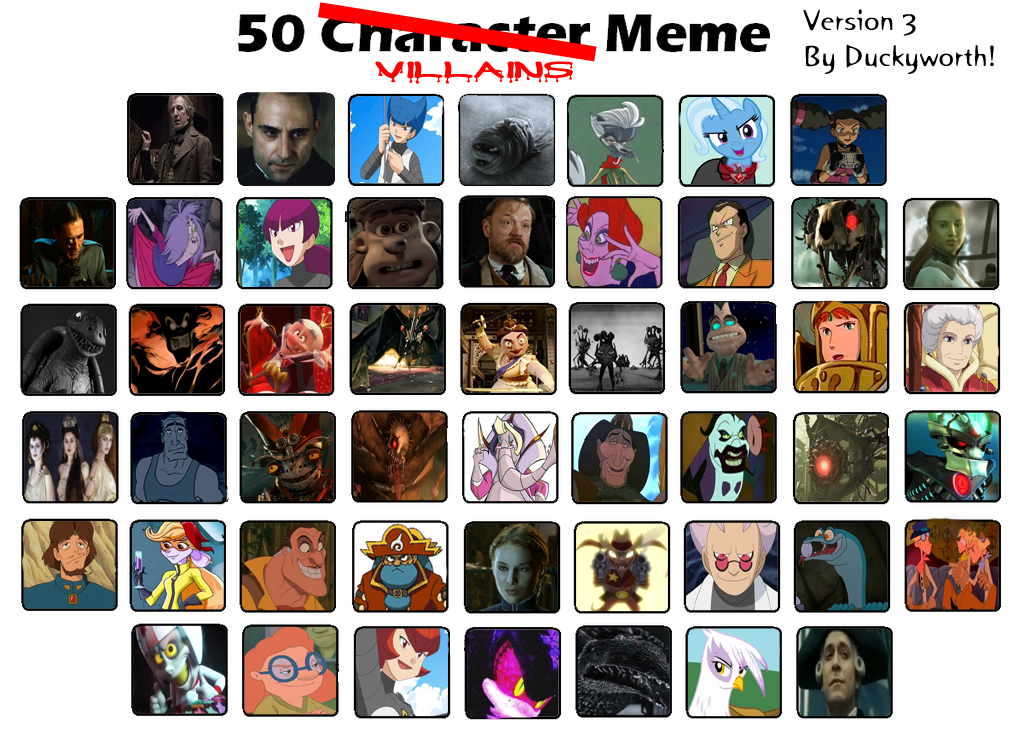 50 Villains Meme Part 3 by Duckyworth on DeviantArt