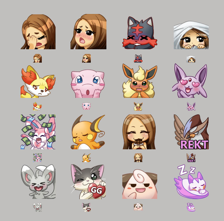 Twitch emotes commission for MissEspeon by Nyalis on