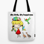 My birds my happiness tote bag