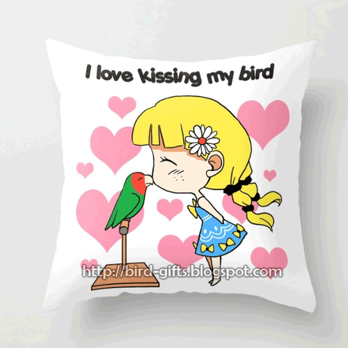 I love kissing my bird pillow