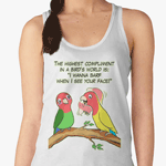 Lovebird parrot and bird way telling i love you tank top