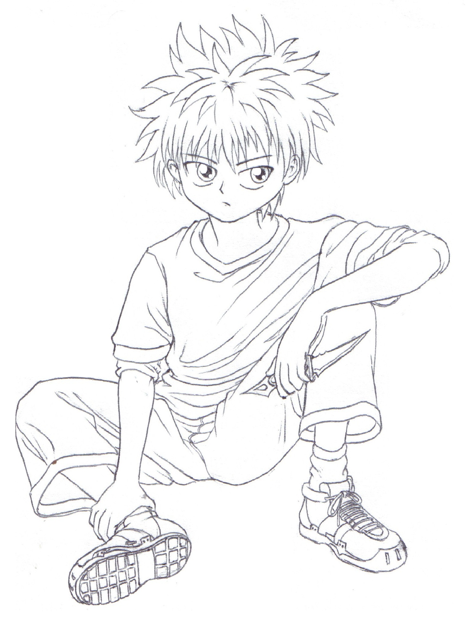 Anime Coloring Pages Hunter X Hunter / Killua BW Drawing   The speed of ...