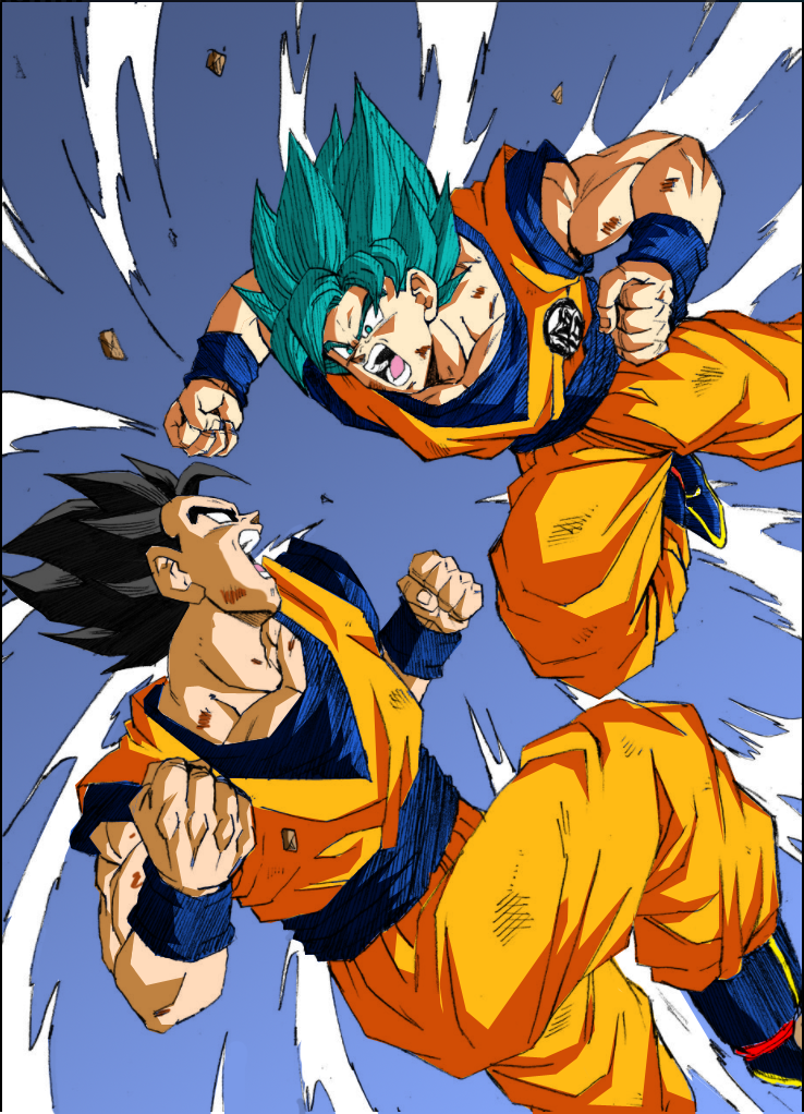 Goku vs Gohan -By YoungJiji [Coloured] by MielSibel10032002 on DeviantArt