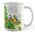 Parrots and Christmas tree mug