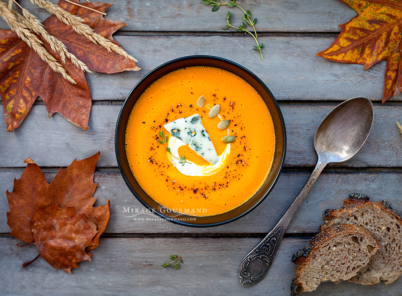 Hot pumpkin soup with blue cheese. by MirageGourmand