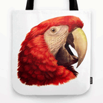 Scarlet Macaw Parrot Realistic Painting Tote Bag