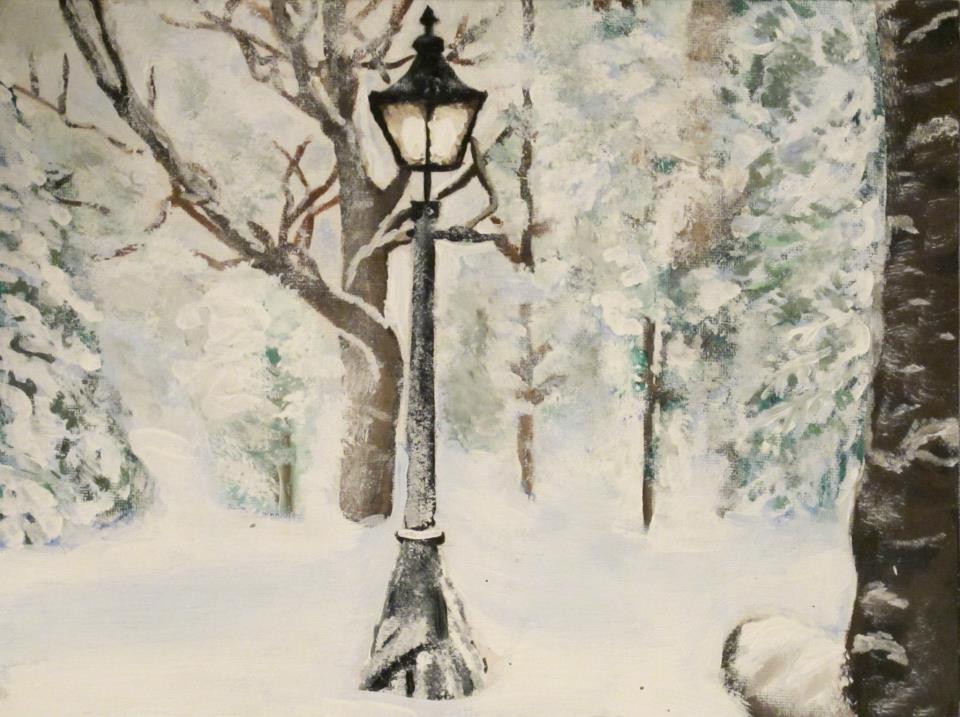 Narnia lamp post hand embroidered recreation from book