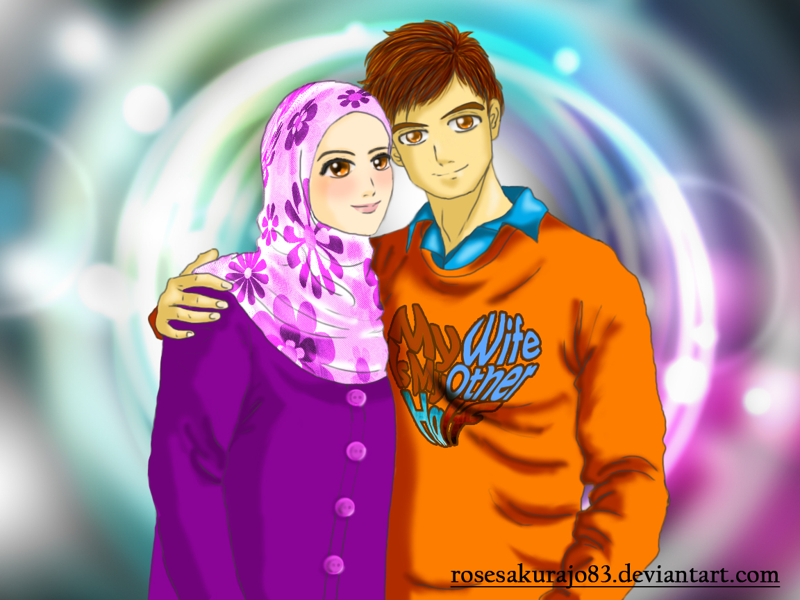 Gambar Kartun Muslimah Berpasangan Romantis Gambar Kartun