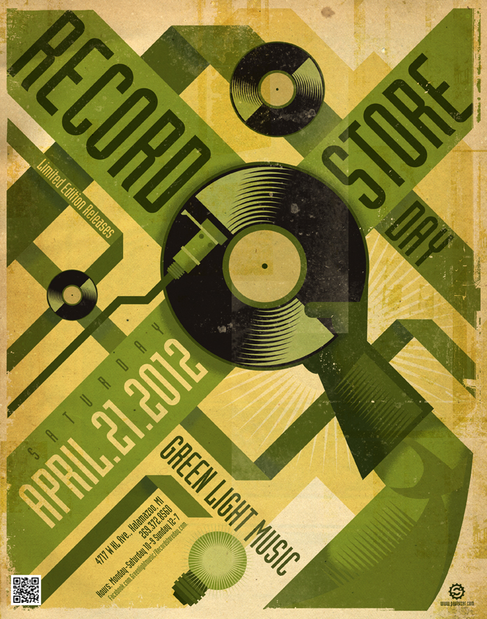  Green  Light  Music RECORD  STORE DAY Poster by PaulSizer on 