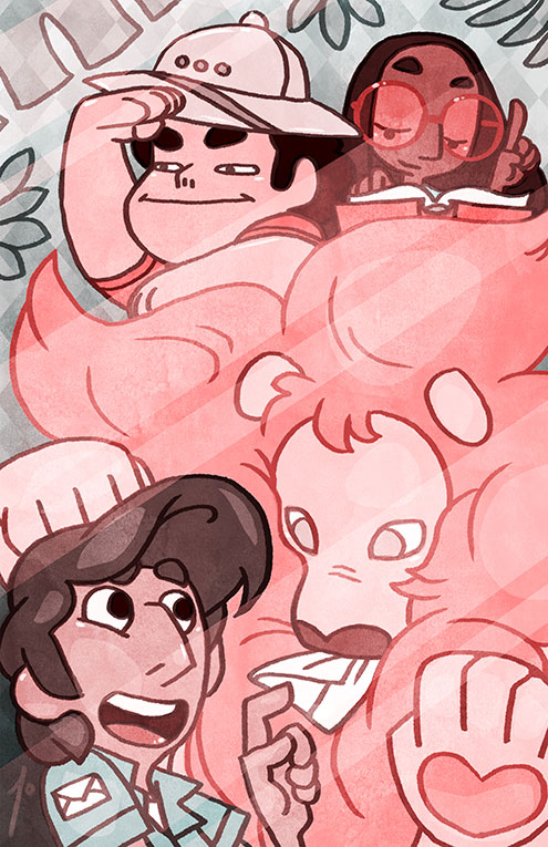 Steven, Connie, Jamie, and LION~ (done to be like that behind-smart-phone-glass meme I saw going around at one point lol) Medium: Photoshop CS6 TUMBLR: ravennowithtea.tumblr.com/post…
