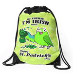 St. Patrick's day parrot Drawstring Bag