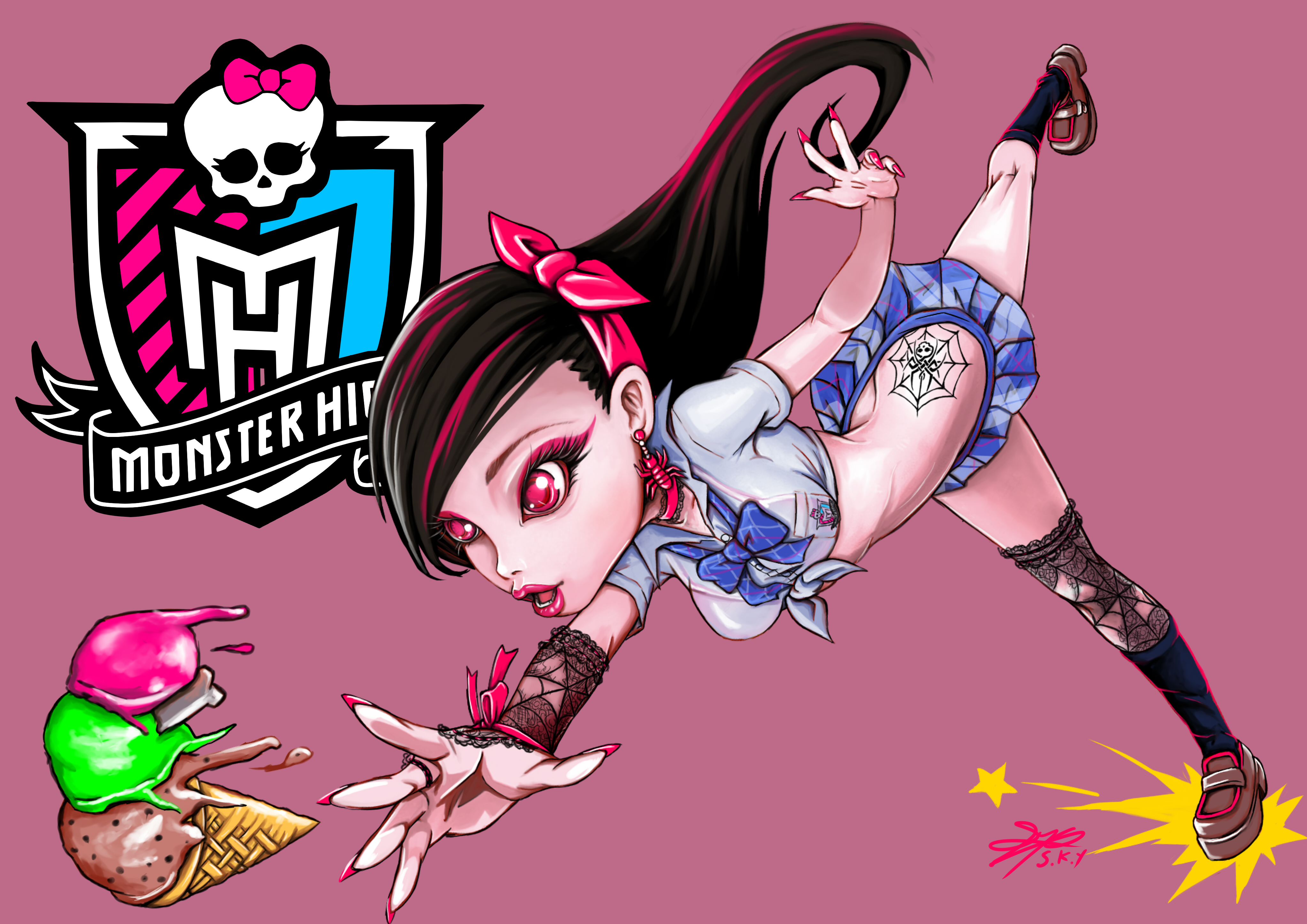 Monster High oc Hana Teni School Uniform by skyshek on 
