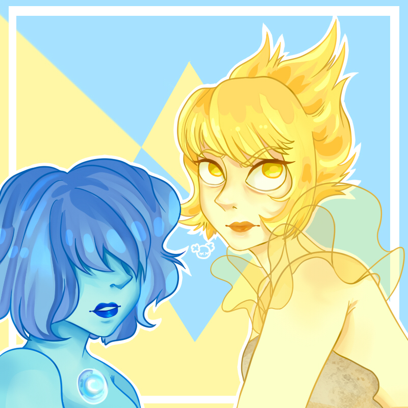 I like em Blue Pearl and Yellow Pearl are from Steven Universe n belong to Rebecca Sugar