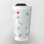 Cute cartoon finches pattern travel mug