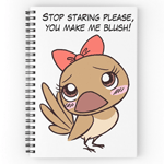 Cute finch girl bird with pink bow tie spiral notebook
