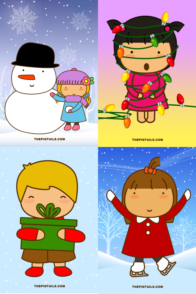 Pigtails Christmas iPhone wp by jazgirl