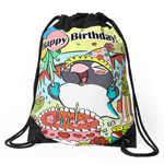 Black masked lovebird happy birthday parrot Drawstring Bag