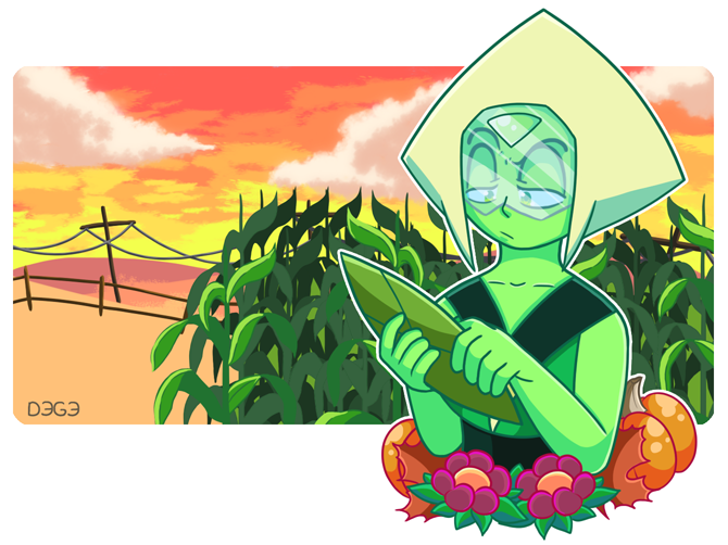 Drawing corn stalks was a pain, but I’m fairly pleased with the results. Peridot ain’t too happy her corn isn’t doing her bidding. Oh well, you’re still an amazing farmer, P...