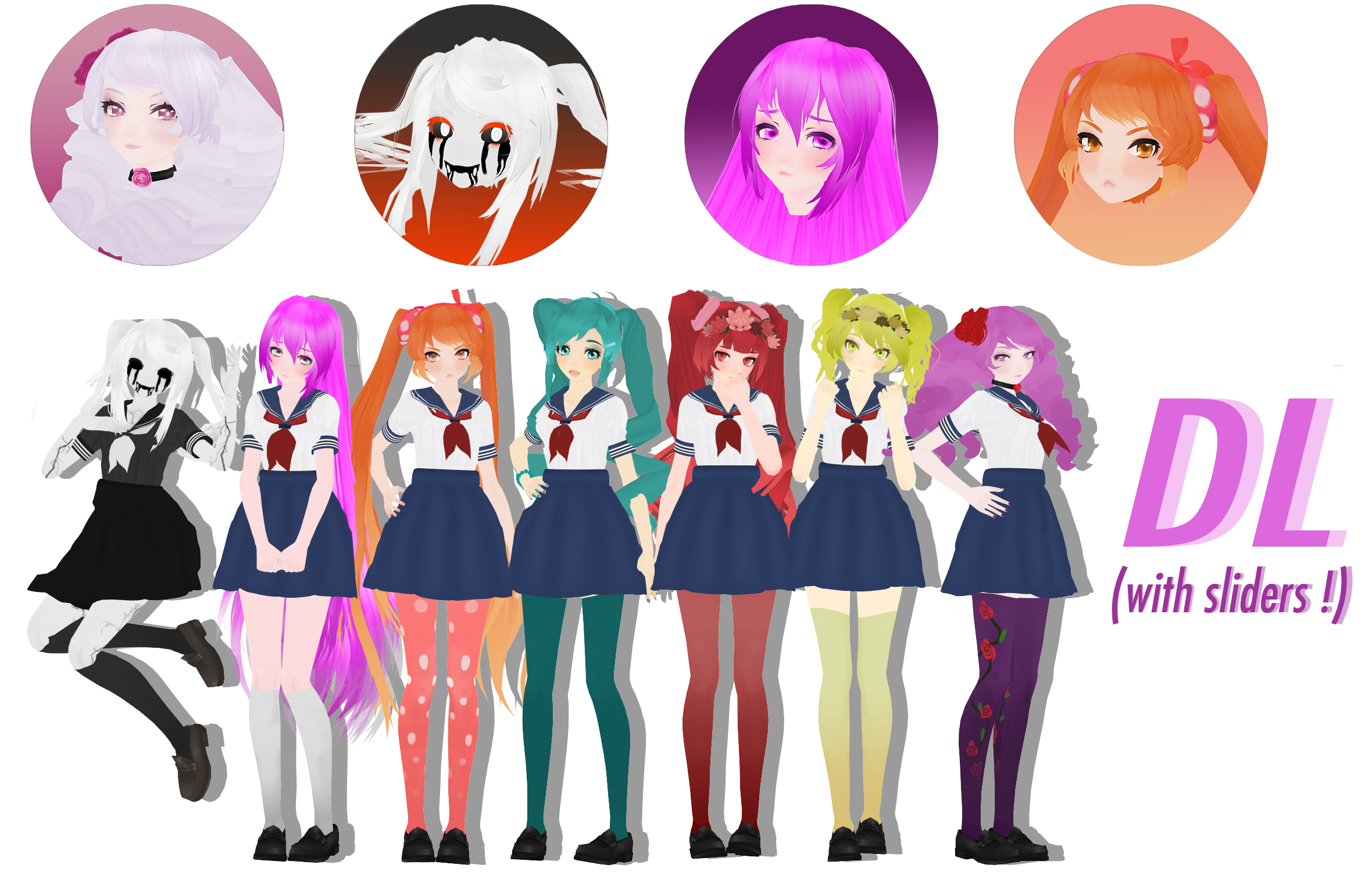 MMD Yandere Simulator - Past models pack 2 DL by 