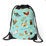 Cute Seamless Roosters Pattern Cartoon Drawstring Bag