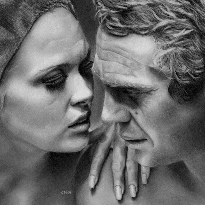 Steve McQueen and Faye Dunaway by ChrisWoottonArt