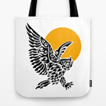 Great Horned Owl Tribal Tattoo Tote Bag