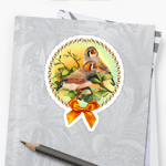 Zebra Finches Realistic Painting Sticker