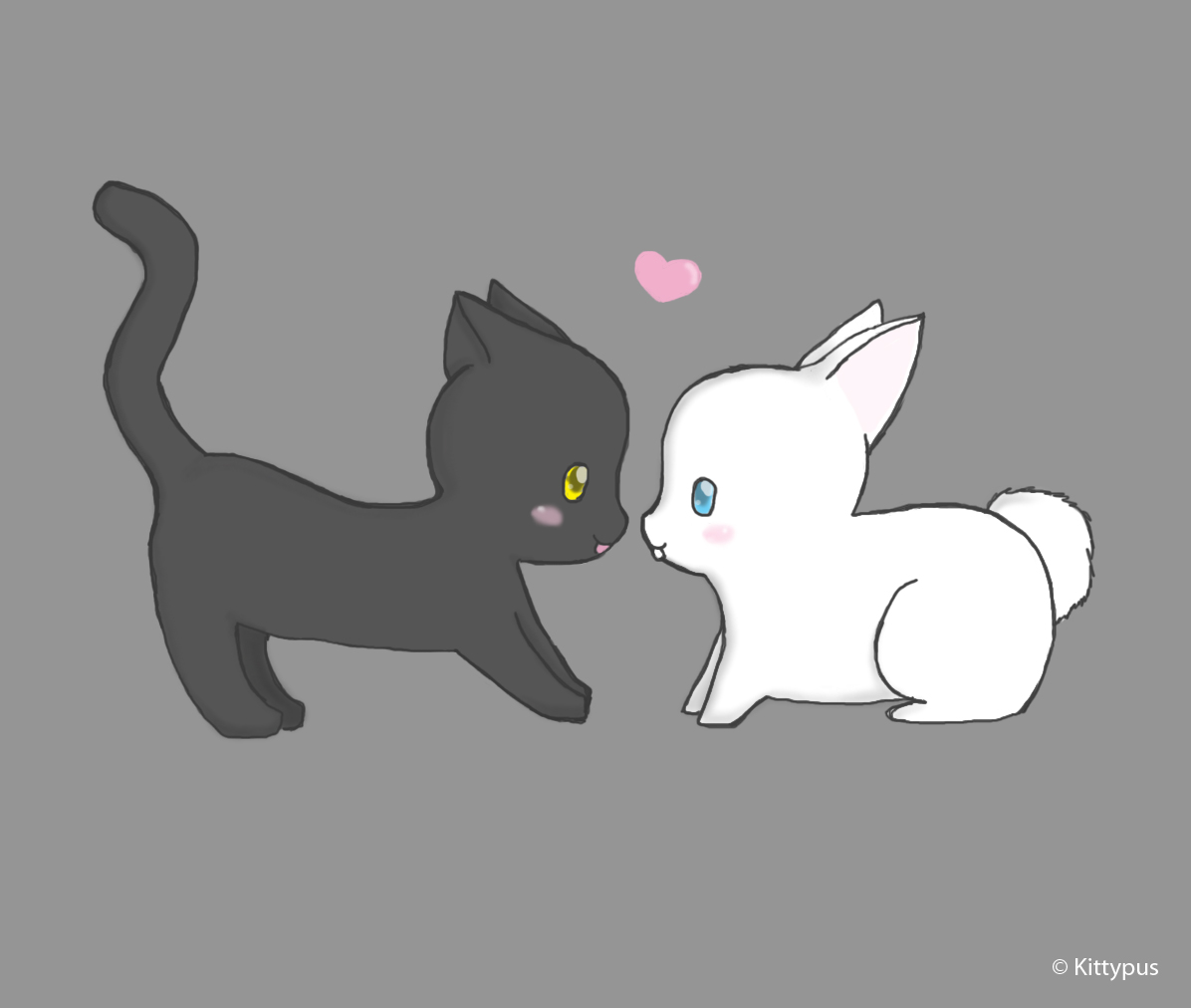 Kitten and bunny love by Kittypus on DeviantArt