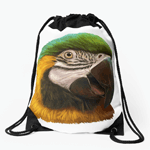 Blue and Gold Macaw Realistic Drawstring Bag