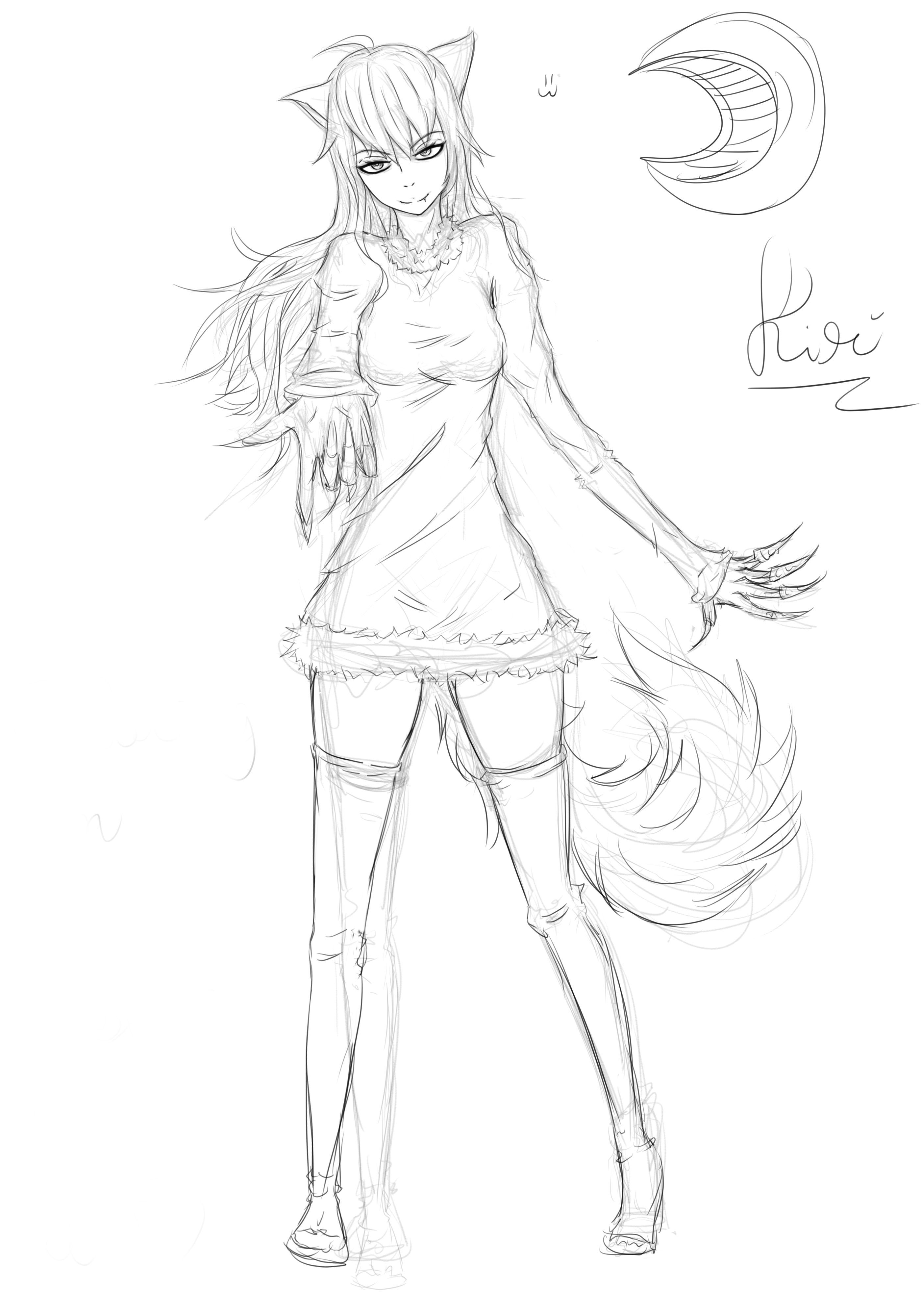 Wolf Girl Sketch =3 by Kiritzugu on DeviantArt
 Girl With Wolf Ears And Tail Drawing