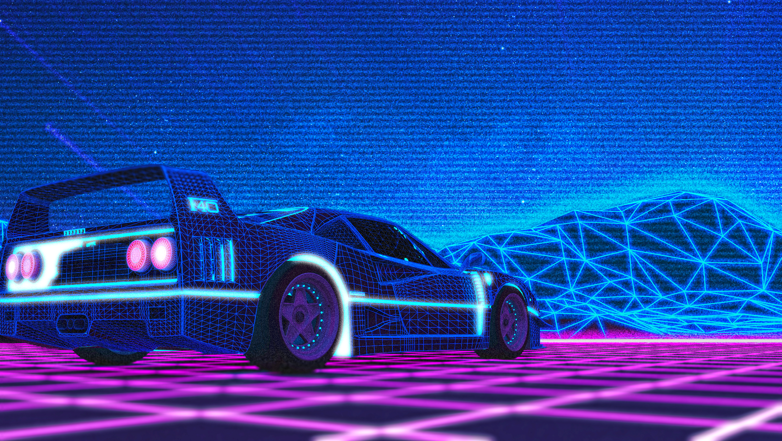 Ferrari F40 80s Synthwave Wallpaper by NIHILUSDESIGNS on