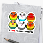 Cute Fischer lovebirds cartoon sticker