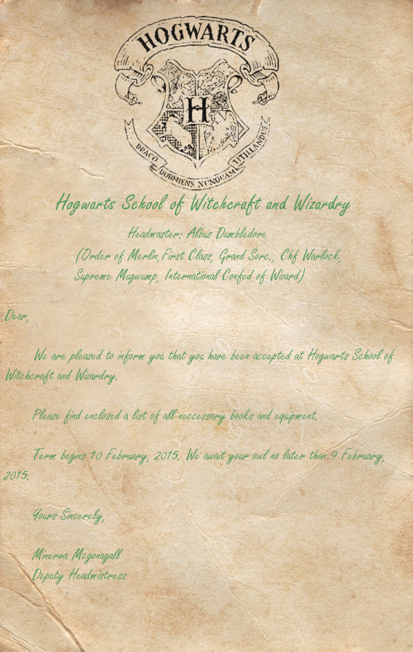 Acceptance Letter Hogwarts Template