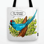 Talking ringneck parrot tote bag