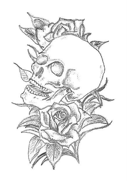 Skull and Roses Tattoo Design by carrieannnn on DeviantArt