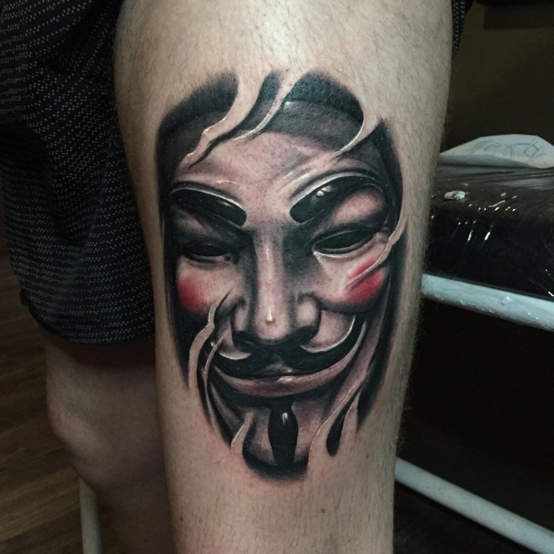 V for Vendetta Tattoo, Mask Tattoo, Guy Fawkes by jacques