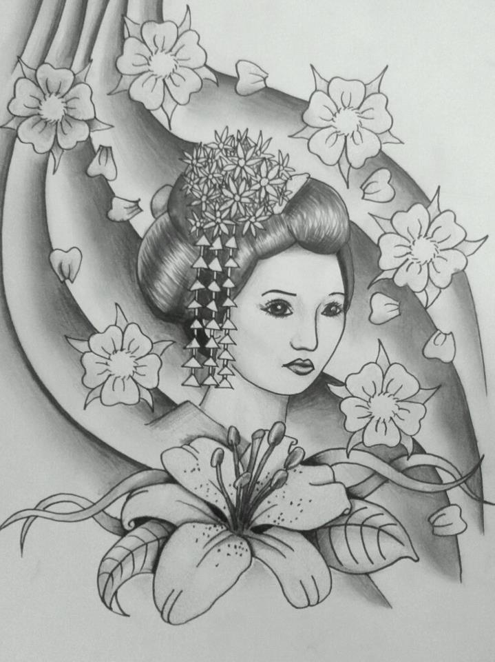 geisha black and grey by 76Bev on DeviantArt