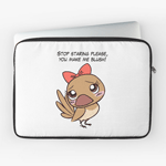 Cute finch girl bird with pink bow tie laptop sleeve